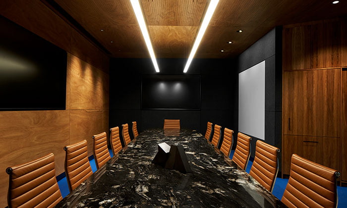 mixed natural materials plywood  marble interior office design conference  Armourpanel   