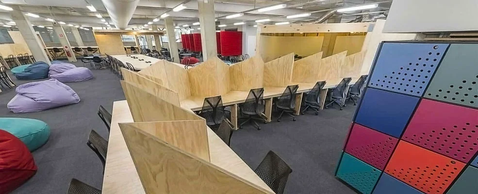 Macquarie Library AA structural plywood interior design