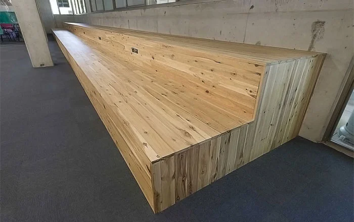 structural plywood furniture bench flooring Macquarie University library