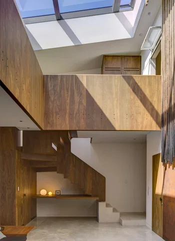 decorative plywood home stairwell